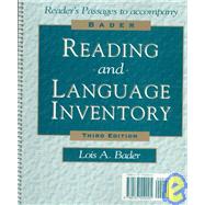 Bader Reading and Language Inventory with Booklet (Graded Reading Passages),9780137550005 Bader Reading and Language Inventory with Booklet (Graded Reading Passages),9780137550005